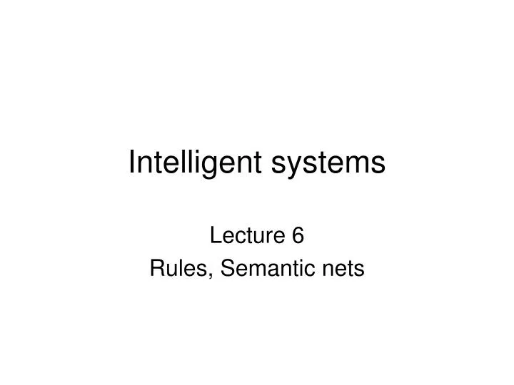 intelligent systems