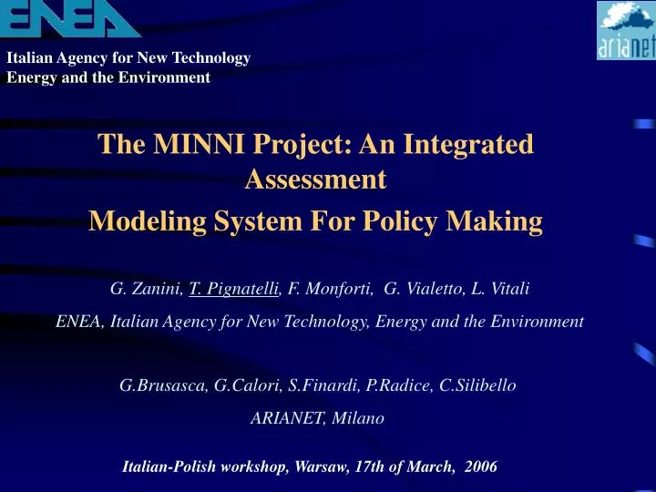 the minni project an integrated assessment modeling system for policy making