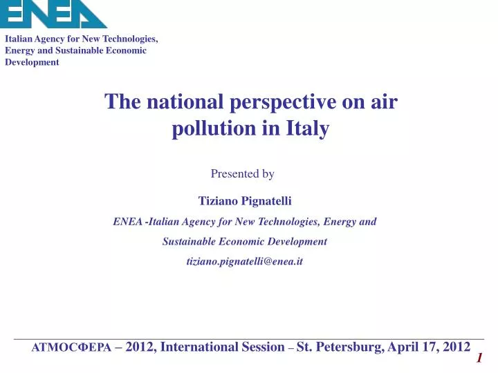 the national perspective on air pollution in italy