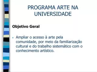 programa arte na universidade