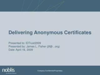 Requesting Anonymous Certificates