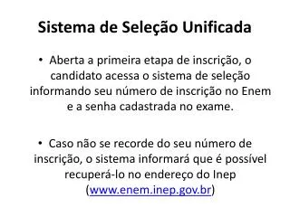 sistema de sele o unificada