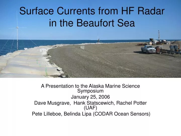 surface currents from hf radar in the beaufort sea