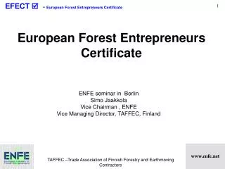 European Forest Entrepreneurs Certificate