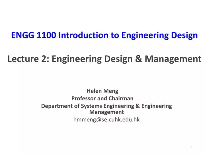 engg 1100 introduction to engineering design lecture 2 engineering design management