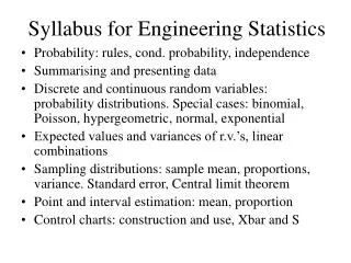 Syllabus for Engineering Statistics