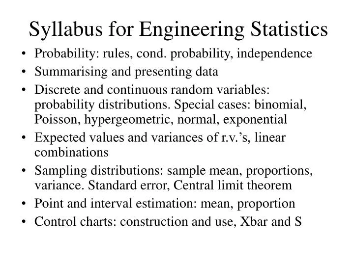 syllabus for engineering statistics