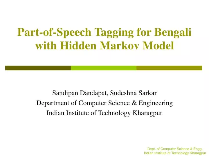 part of speech tagging for bengali with hidden markov model