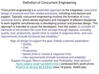 Definition of Concurrent Engineering