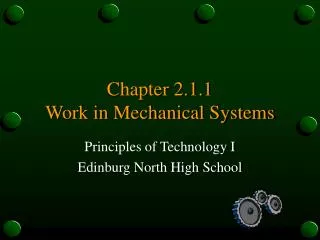 Chapter 2.1.1 Work in Mechanical Systems