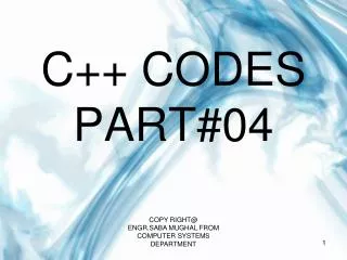 C++ CODES PART#04