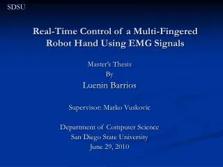 Real-Time Control of a Multi-Fingered Robot Hand Using EMG Signals