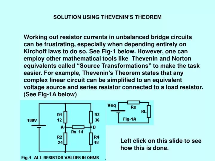 solution using thevenin s theorem
