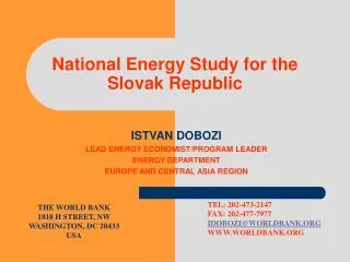 National Energy Study for the Slovak Republic
