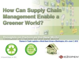 How Can Supply Chain Management Enable a Greener World?