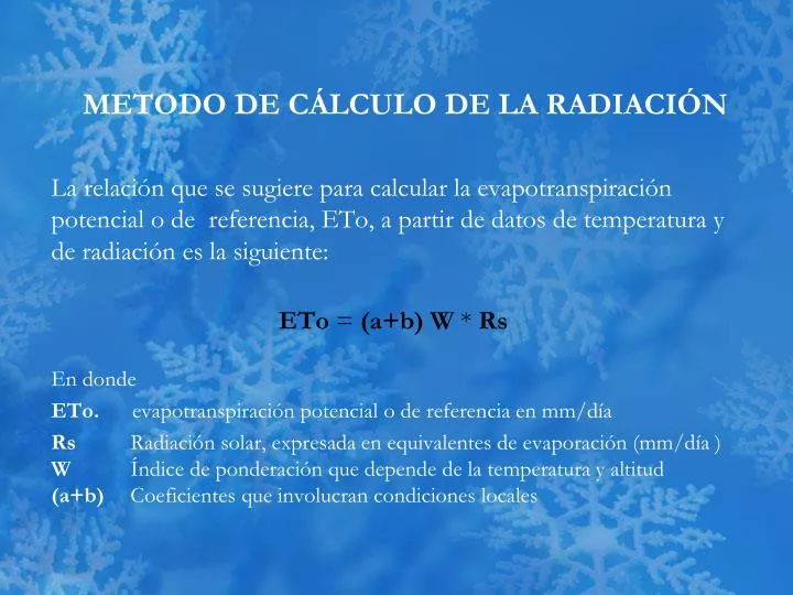 metodo de c lculo de la radiaci n