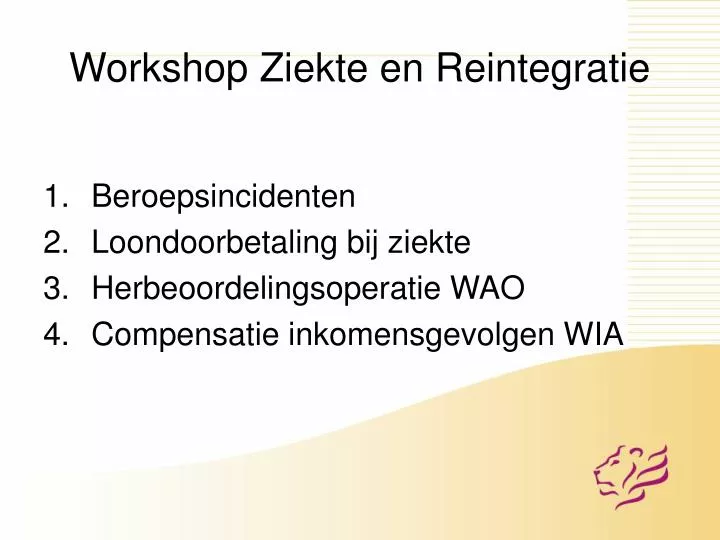 workshop ziekte en reintegratie
