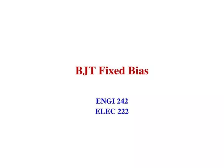 bjt fixed bias
