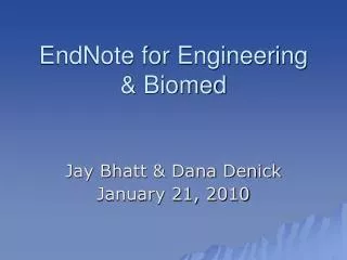 EndNote for Engineering &amp; Biomed