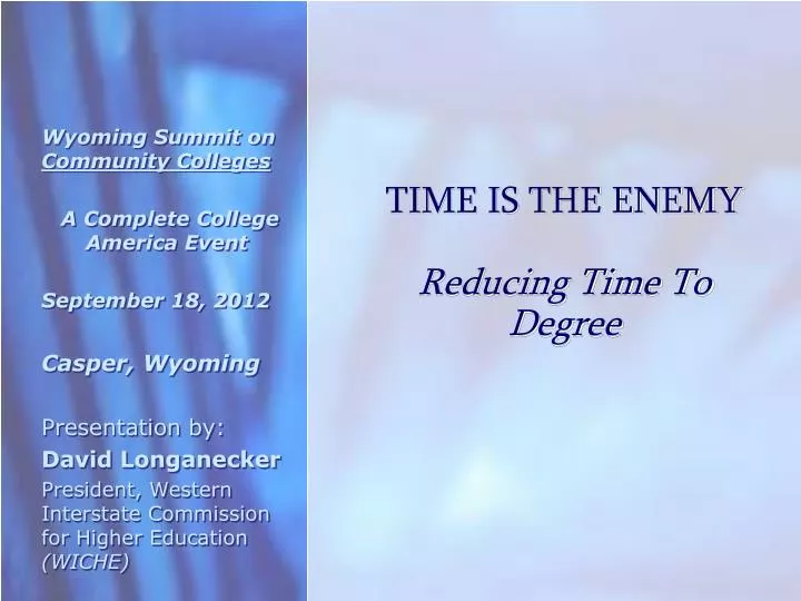 time is the enemy reducing time to degree