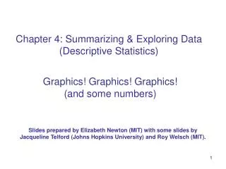 Chapter 4: Summarizing &amp; Exploring Data (Descriptive Statistics)