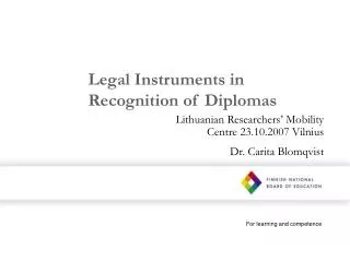 Legal Instruments in Recognition of Diplomas