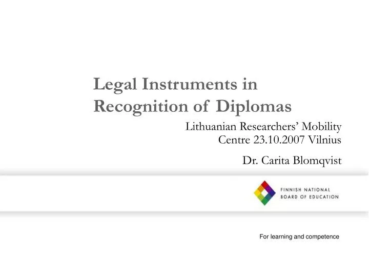 legal instruments in recognition of diplomas