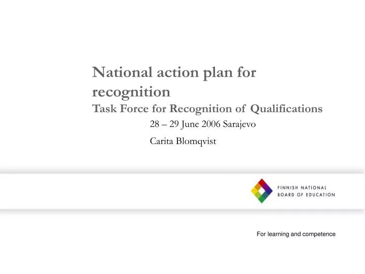 national action plan for recognition task force for recognition of qualifications