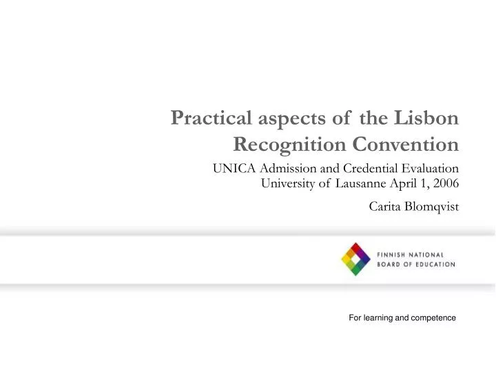 practical aspects of the lisbon recognition convention