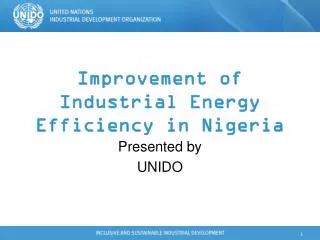 Improvement of Industrial Energy Efficiency in Nigeria
