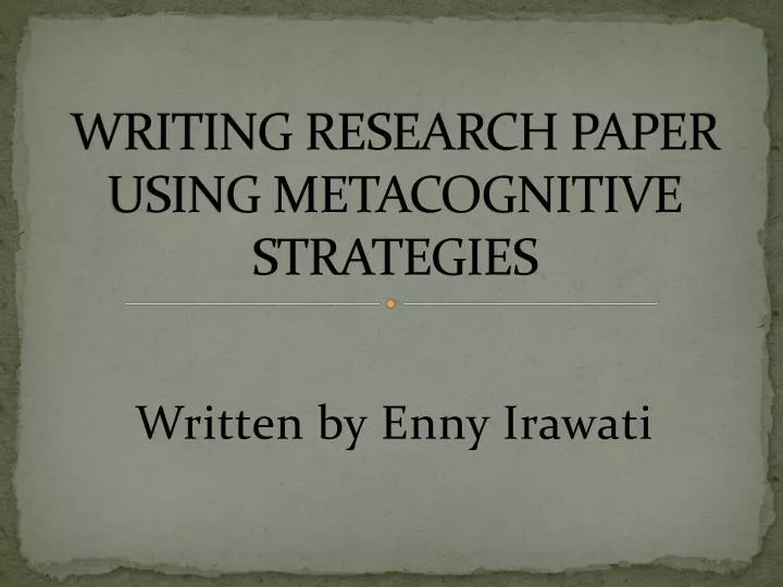 metacognitive strategies research paper