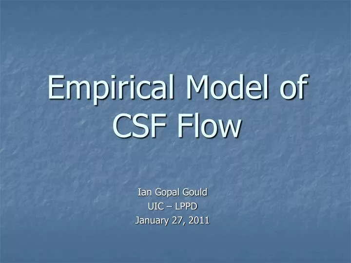 empirical model of csf flow