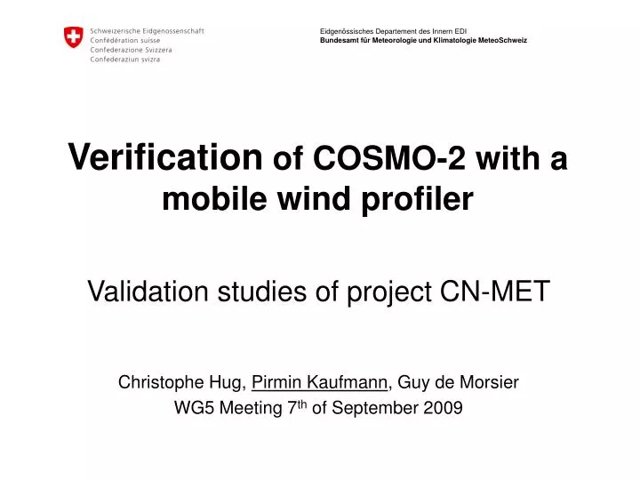 verification of cosmo 2 with a mobile wind profiler