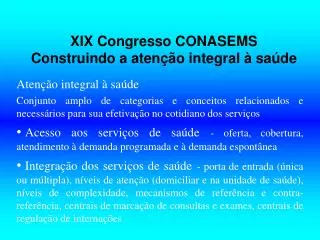 xix congresso conasems construindo a aten o integral sa de