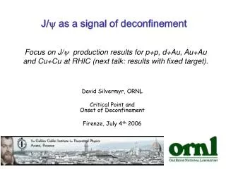 J/ y as a signal of deconfinement