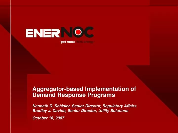 aggregator based implementation of demand response programs