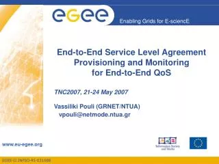 End-to-End Service Level Agreement Provisioning and Monitoring for End-to-End QoS