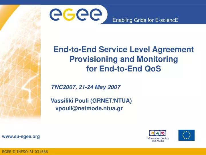 end to end service level agreement provisioning and monitoring for end to end qos
