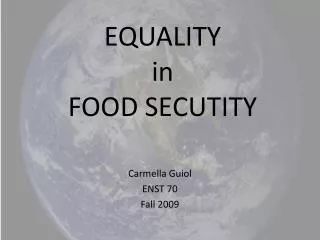 EQUALITY in FOOD SECUTITY