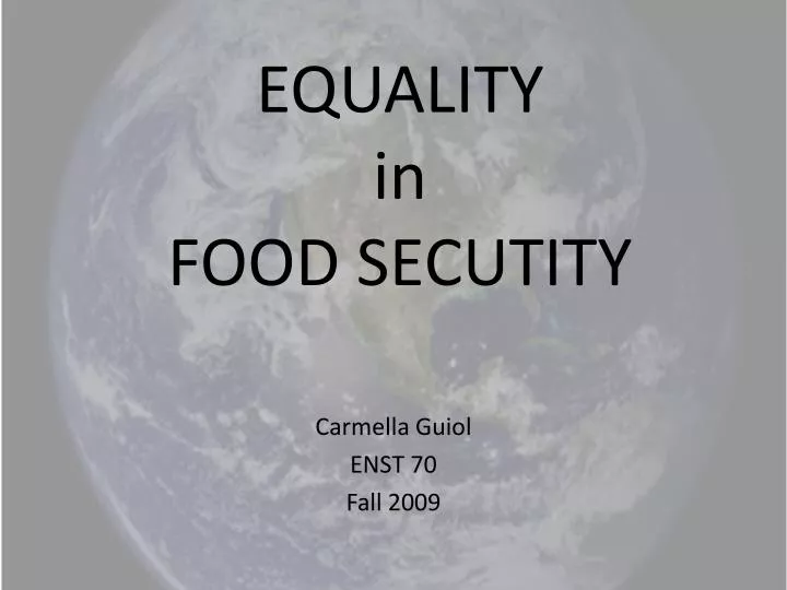equality in food secutity