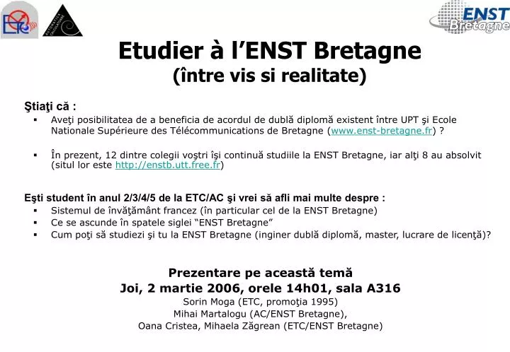 etudier l enst bretagne ntre vis si realitate