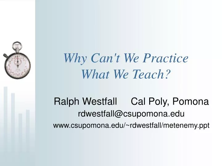why can t we practice what we teach