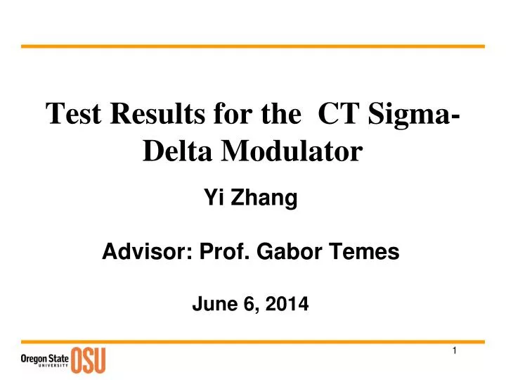 test results for the ct sigma delta modulator