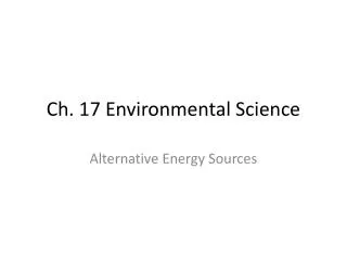 Ch. 17 Environmental Science