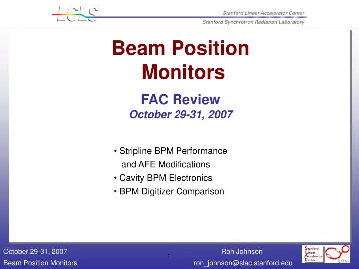 beam position monitors fac review october 29 31 2007