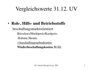 vergleichswerte 31 12 uv
