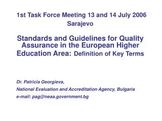 Dr. Patricia Georgieva, National Evaluation and Accreditation Agency, Bulgaria