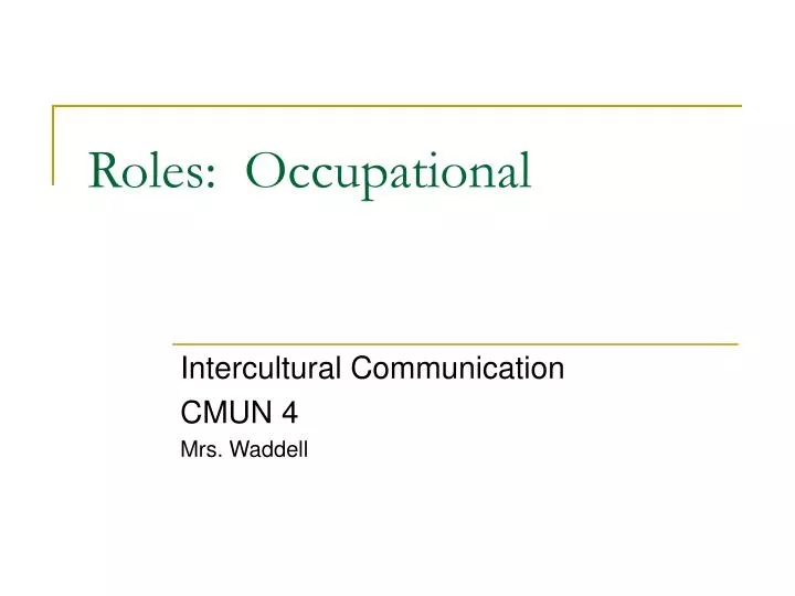 roles occupational