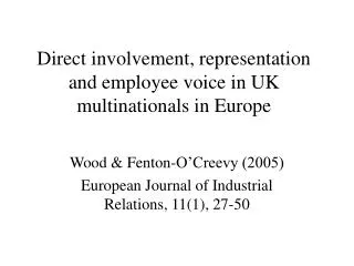 direct involvement representation and employee voice in uk multinationals in europe
