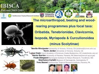 The microarthropod, beating and wood-rearing programmes plus focal taxa: